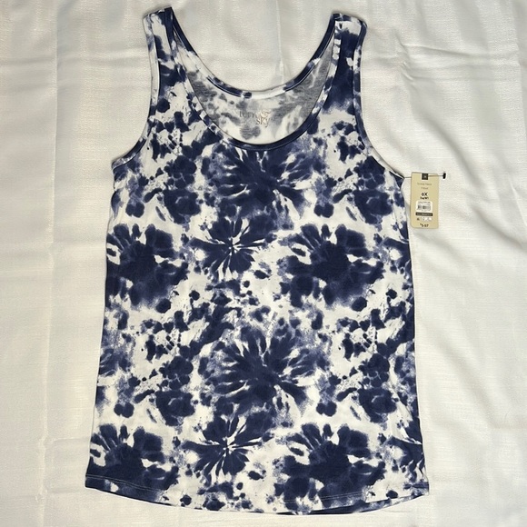 Terra & Sky Blue and White Tie-dye Tank - SIZE 0X - Picture 1 of 2